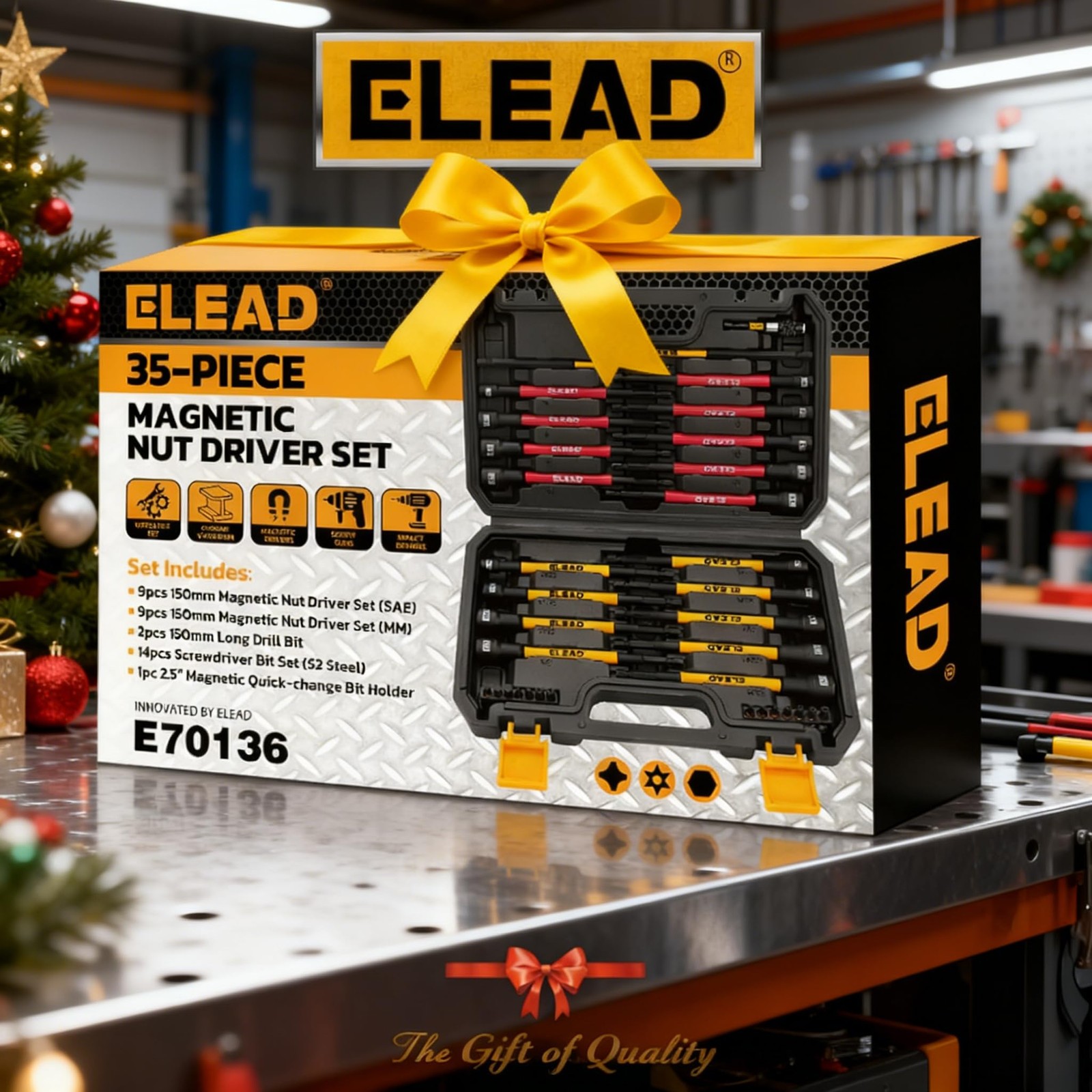 35 Pc Magnetic Nut Driver Bit Set Long Impact Drill Metric SAE Screwdriver