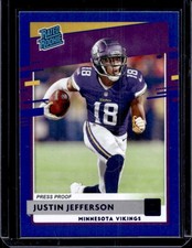 2020 Panini Donruss Justin Jefferson Press Proof Blue Rookie RC #313 Vikings
