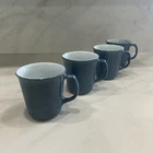 Vintage Slate Blue Milk Glass Pyrex D Handle Coffee Cups Mugs Set of 4