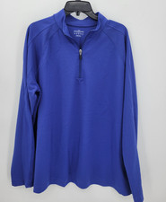 Lands End Performance Pullover Mens Large Blue Quarter Zip Activewear Outdoor