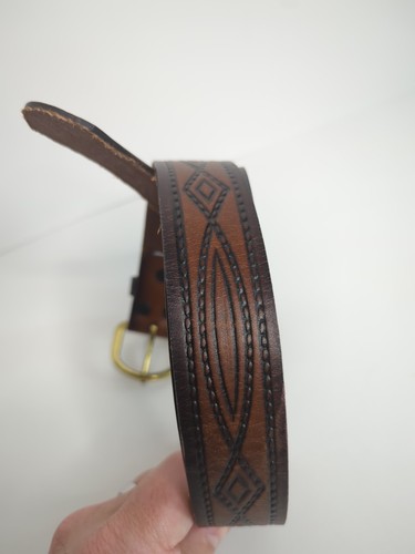 Wrangler brauner Echtleder Westerngürtel - Herren Größe 44/110 - Bild 3 von 7