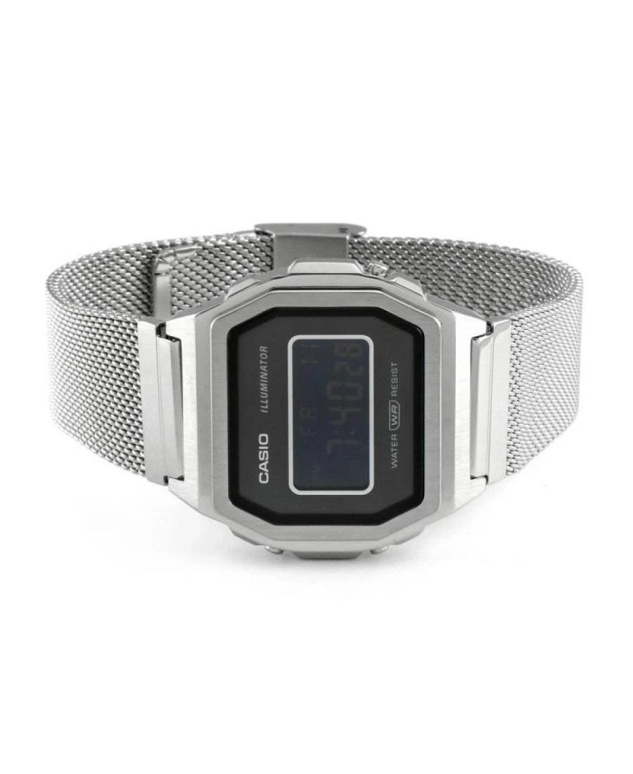Casio A1000M-1B Silver Unisex Digital Watch Mesh Strap Vintage