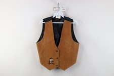 Vintage 90s Looney Tunes Womens M/L Tazmanian Devil Suede Leather Tie Back Vest