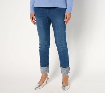 Turbie Twist Women's Plus Sz Pants 30 TripleLuxe Denim Sparkle Cuff Blue A667158