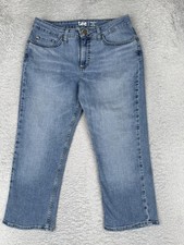 Lee Capri Jeans Womens 16 Blue Med Wash Mid Rise Stretch Denim 28x21