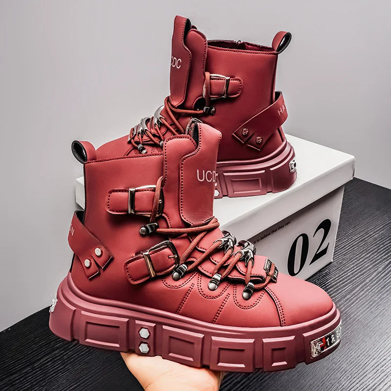 Men's Hip Hop Punk Rock Rivet Shoes Outdoor Motorcycle Gothic