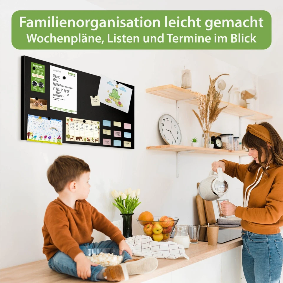 Metall Magnettafel schwarz Memoboard Pinnwand magnetisch Magnetboard Magnetwand - Bild 2 von 4