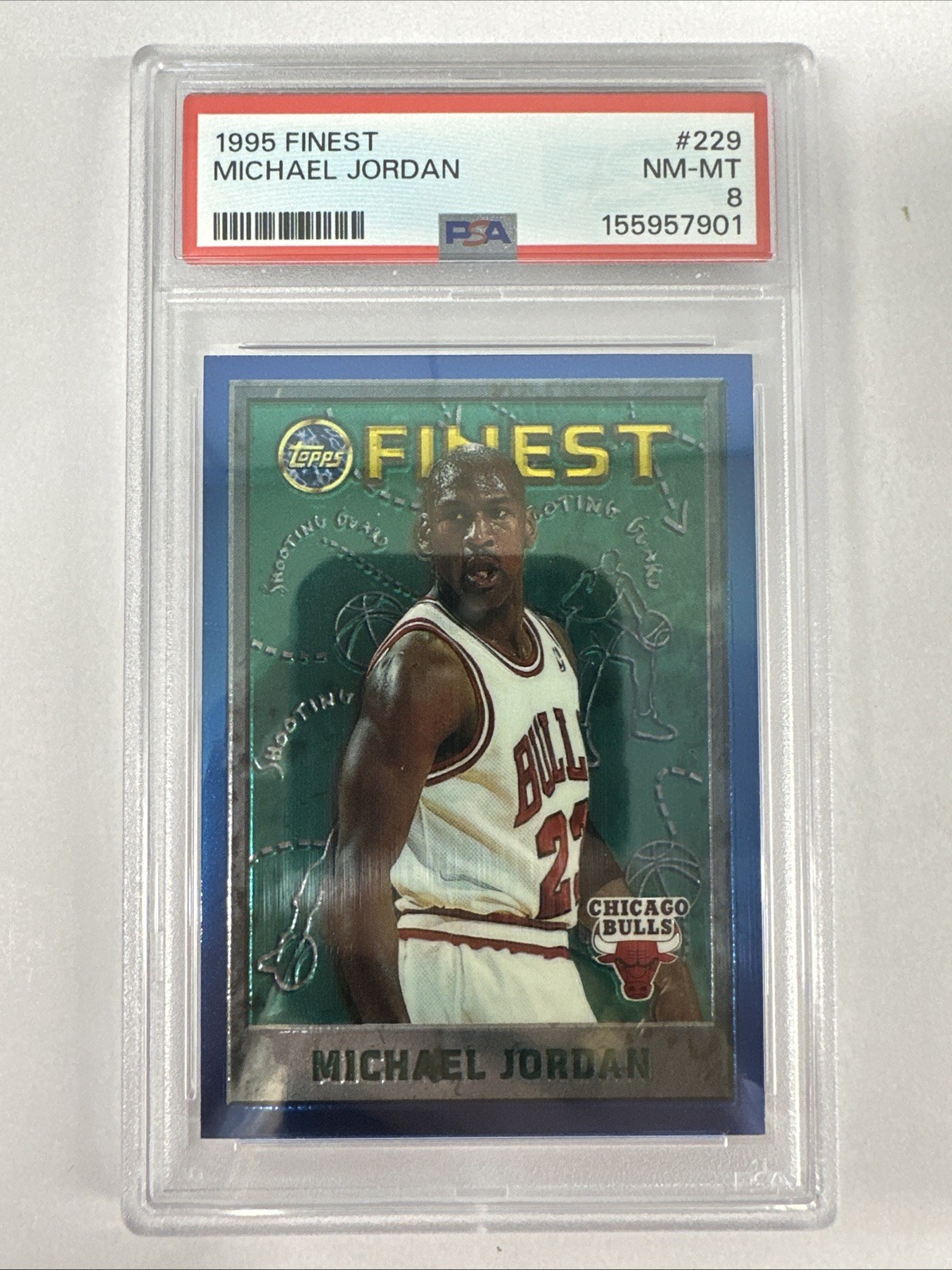 1995 Topps Finest Basketball Michael Jordan #229 Chicago Bulls PSA 8 - TCCCX view 1