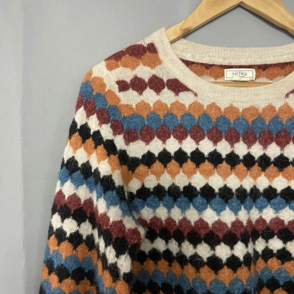 Suéter Pullover Fat Face Mezcla Lana Alpaca Mujer Reino Unido 8 Otoño Geométrico Foto 2 de 4