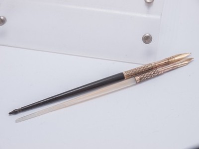 Lot of 2 14k Gold Nib Dip Pens - Leroy Fairchild #4 Wood & Unbranded MOP Handle