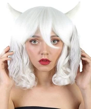 Undertale Asriel Women Cosplay Party Costume White Curly Wig With Horns HW-1092
