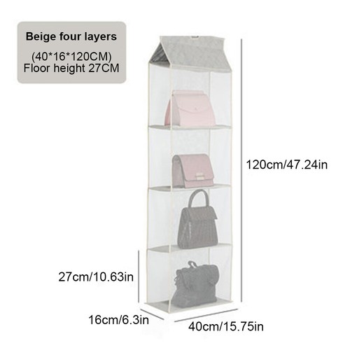 2/3/4Layer Transparent Hanging Bag Organizer Foldable Wardrobe Closet Storage - Picture 18 of 29