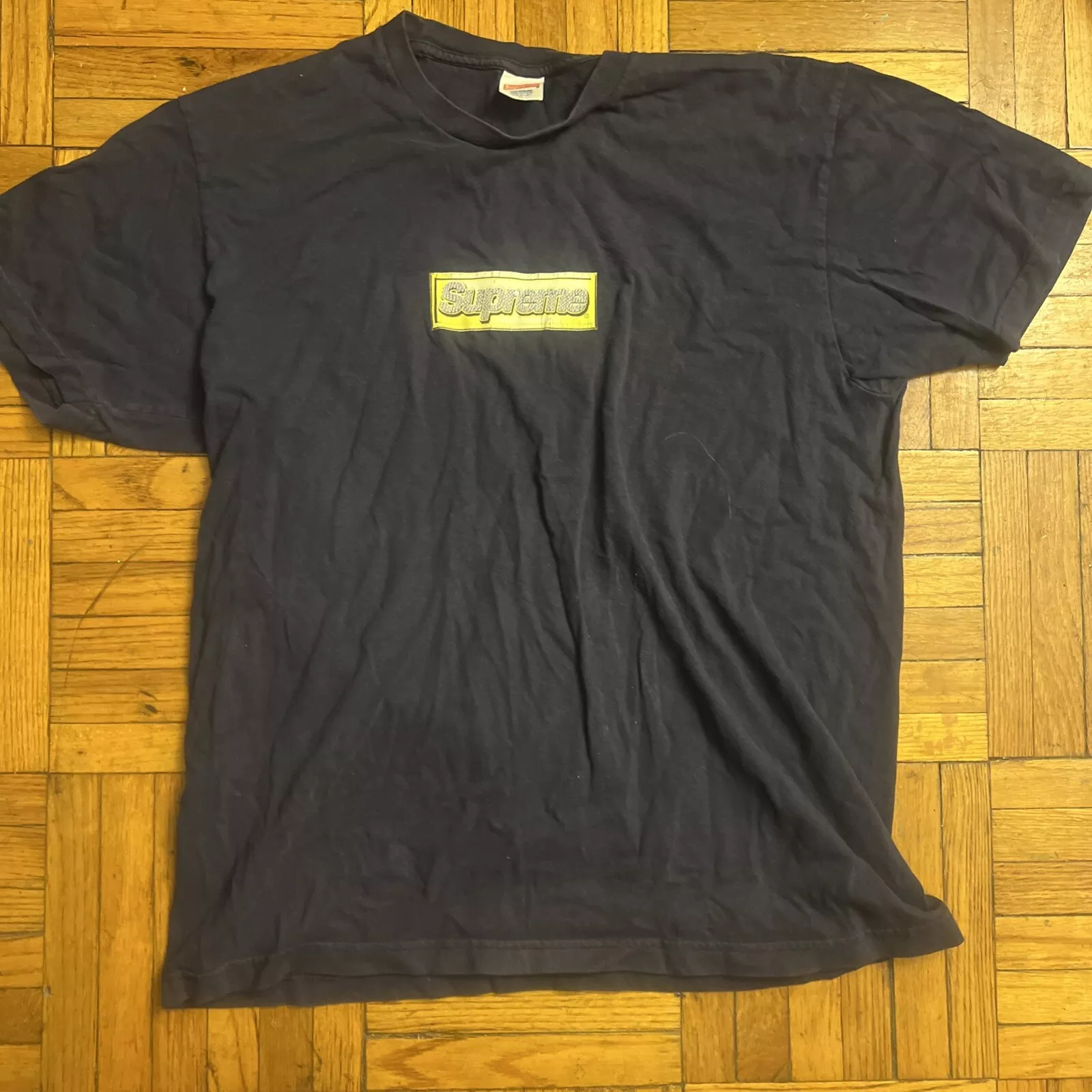 T shirt Supreme Bling Box Logo   Taille XL   Bleu marine 
