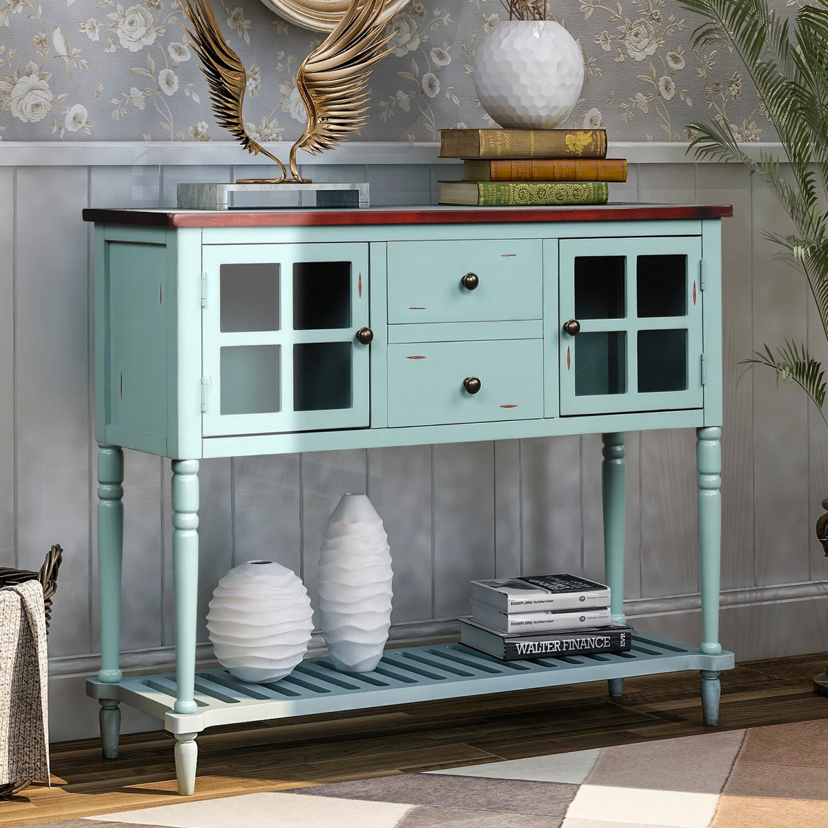 Rustic Sofa Entryway Wood Console Table