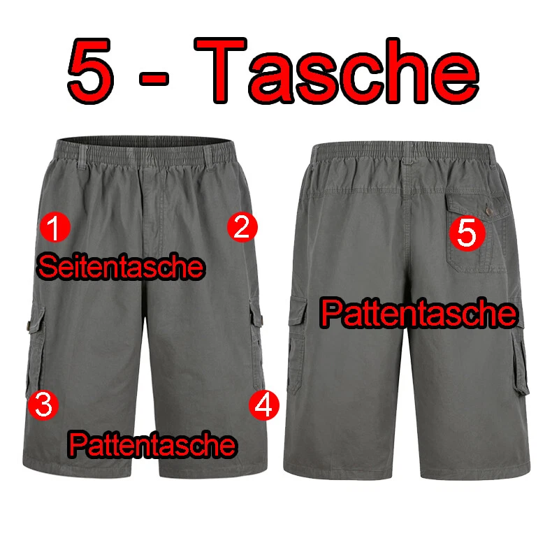 Homme Short Coton Cargo avec Poches Bermuda Pantalon Court Casual Cargo Short - Photo 2/4