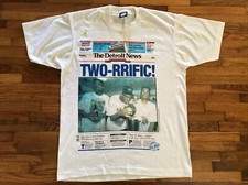 Vintage 1990 Detroit Pistons NBA Champions T Shirt Back To Back The Detroit News