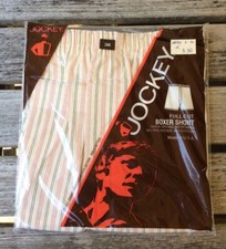 Vintage JOCKEY Full Cut White Striped Boxer Short Size 38 Large New 1983 USA