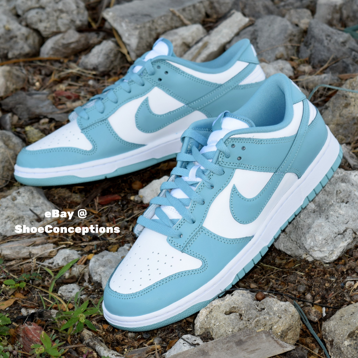 Nike Dunk Low Retro Shoes White Denim Turquoise DV0833-106 Men's Sizes NEW