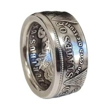 Silver Dollar Coin Ring Size 8-13 Handmade Crafted Rare Silver Men Rings