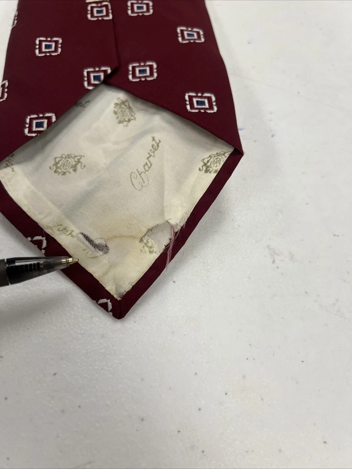 Charvet 男式勃艮第红色几何领带 $495 — 第 3/4 张图片