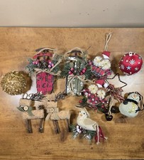 Christmas Ornaments 11 Pc. Set Woodland/ Country Style, Preowned