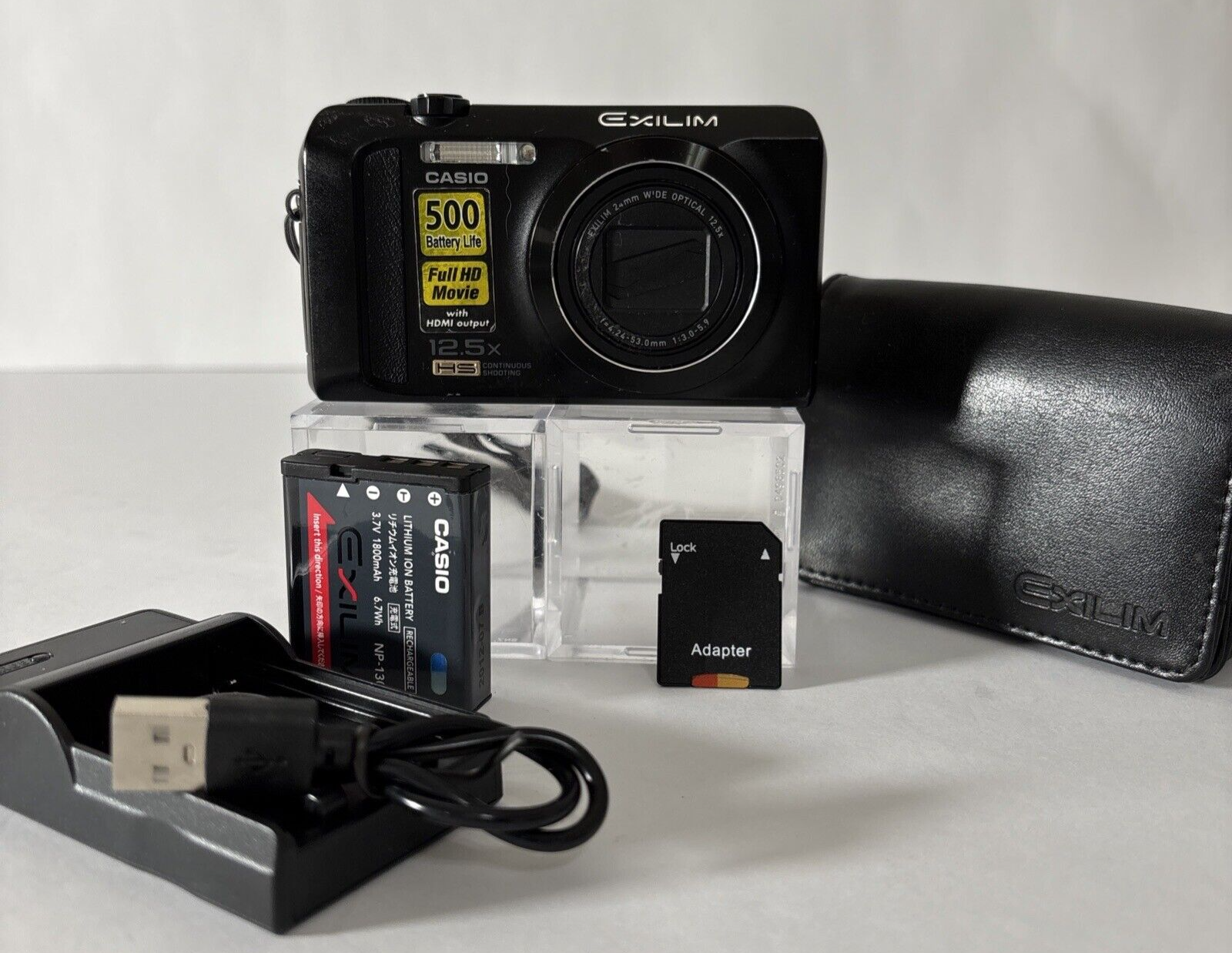 CASIO High Speed EXILIM EX-ZR300 16.1MP Digital Camera-Charger, Card, Case