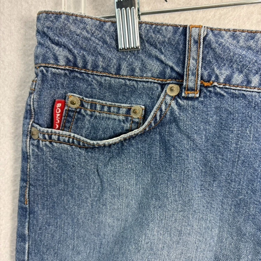 Pantalones Cortos Jean Bongo De Colección Azul Bareback Micro Años 90 Y2K Hottie Logo 9 31 x 2 tiro bajo Foto 4 de 4