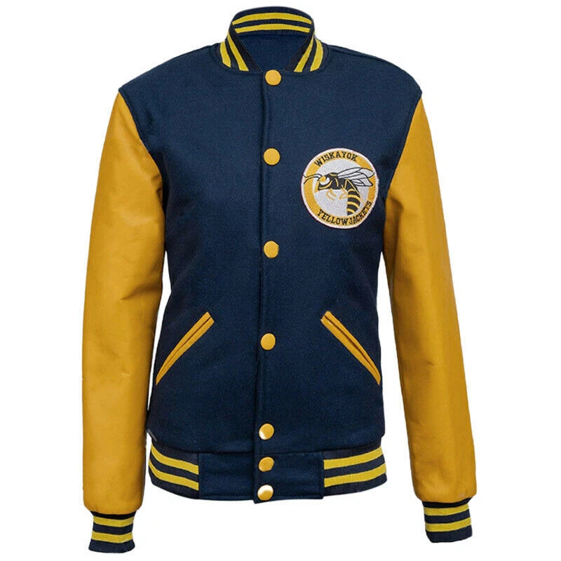 Blue and yellow bomber jacket hot sale