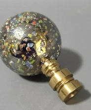  Blue Iridescent Sparkle Art Glass Ball Lamp Finial 40M Brass Fitting DR14