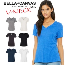 Bella + Canvas 6415 Women's Relaxed Triblend Short Sleeve V Neck Tee Top