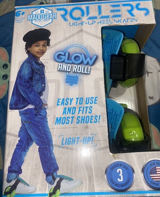 Madd Gear Light-Up Heel Rollers Skate Glow and Roll, Blue/Green (600-053) Age 6+