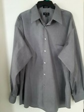 Axcess mens 18 34/35 shirt long sleeve Gray solid Dress casual wear 1 pocket