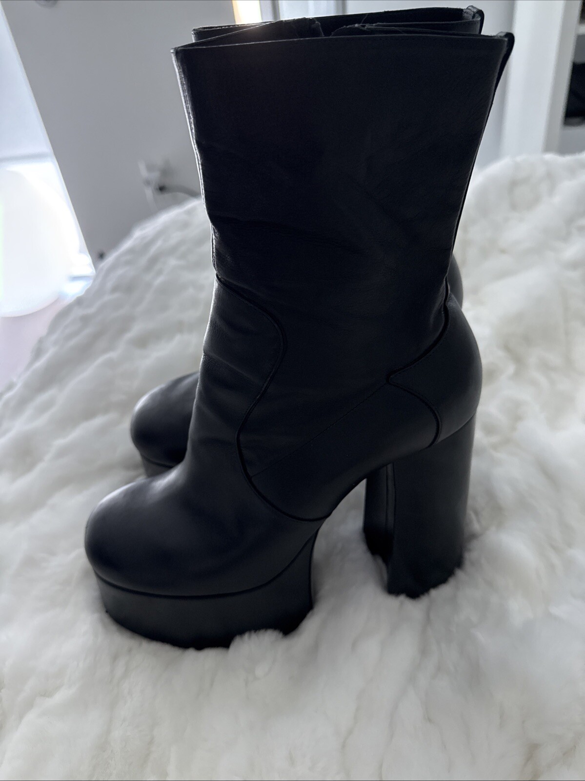 Saint Laurent Billy stivaletto nero in pelle plateau con tacco taglia EU 38