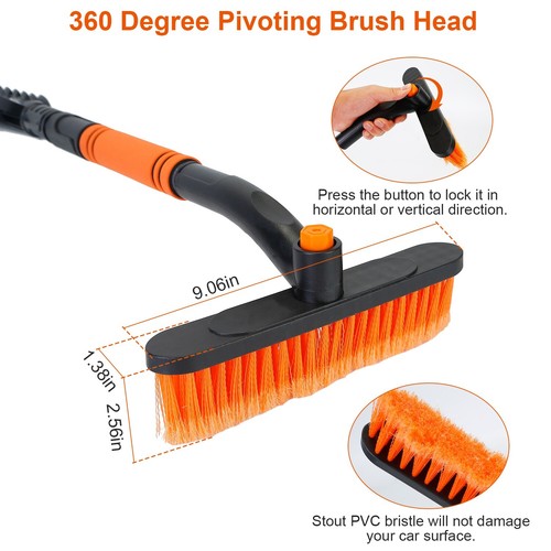 Snow Scraper w/ Large Brush Head, Extendable Ice Scraper and Snow Brush for Car - Picture 5 of 31