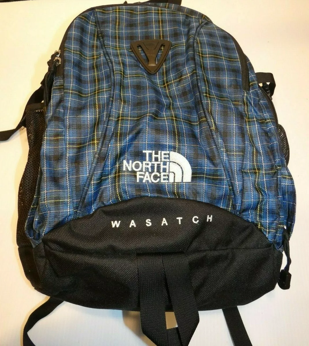 The North Face Backpack, Multicompartment, Blue Plaid/Black | eBay