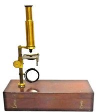 Instrument scientifique - Coffret microscope en acajou XIX -ème