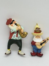 Lot of 2 Vgt Hallmark St Louie Nick Santa,Santa Plays Guitar Christmas Ornament
