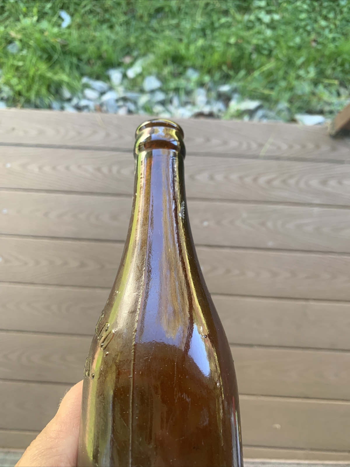 Vintage Punxy Beverage Co Punxsutawney, Pa Amber Glass embossed beer