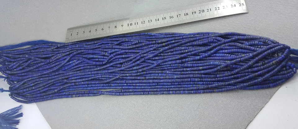 Collar de cuentas Heishi de lapislázuli 100 % natural sin pulir 4 mm (peine de 50 hebras) Foto 2 de 4