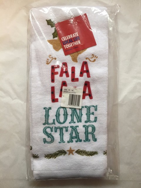 Christmas Holiday Theme Red White 2 Pk Kitchen Towels Texas