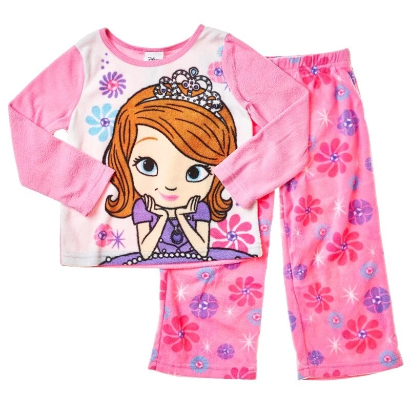 Disney Princess Sofia Girl 2PC Winter Fleece Long Sleeve Top Pants Pajama Set 6 - Image 2 of 3