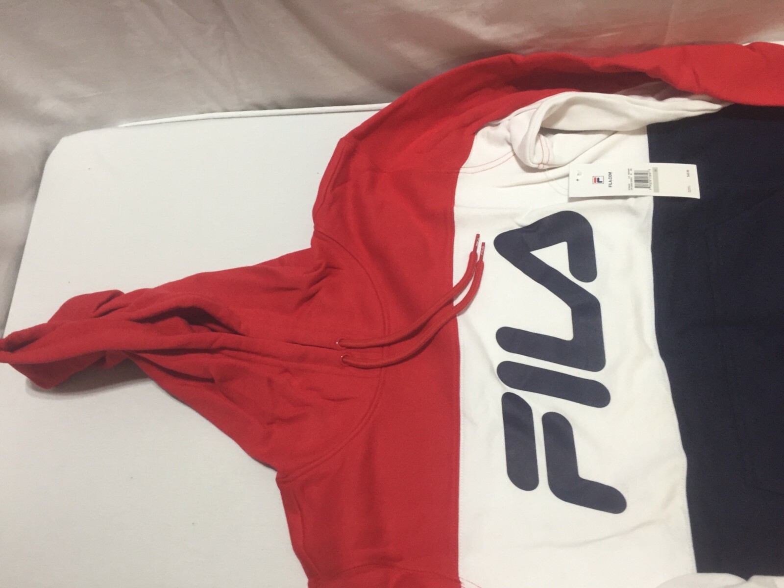 F029 FELPA CON CAPPUCCIO LOGO FILA COREY rosso bianco marino donna taglia 1X