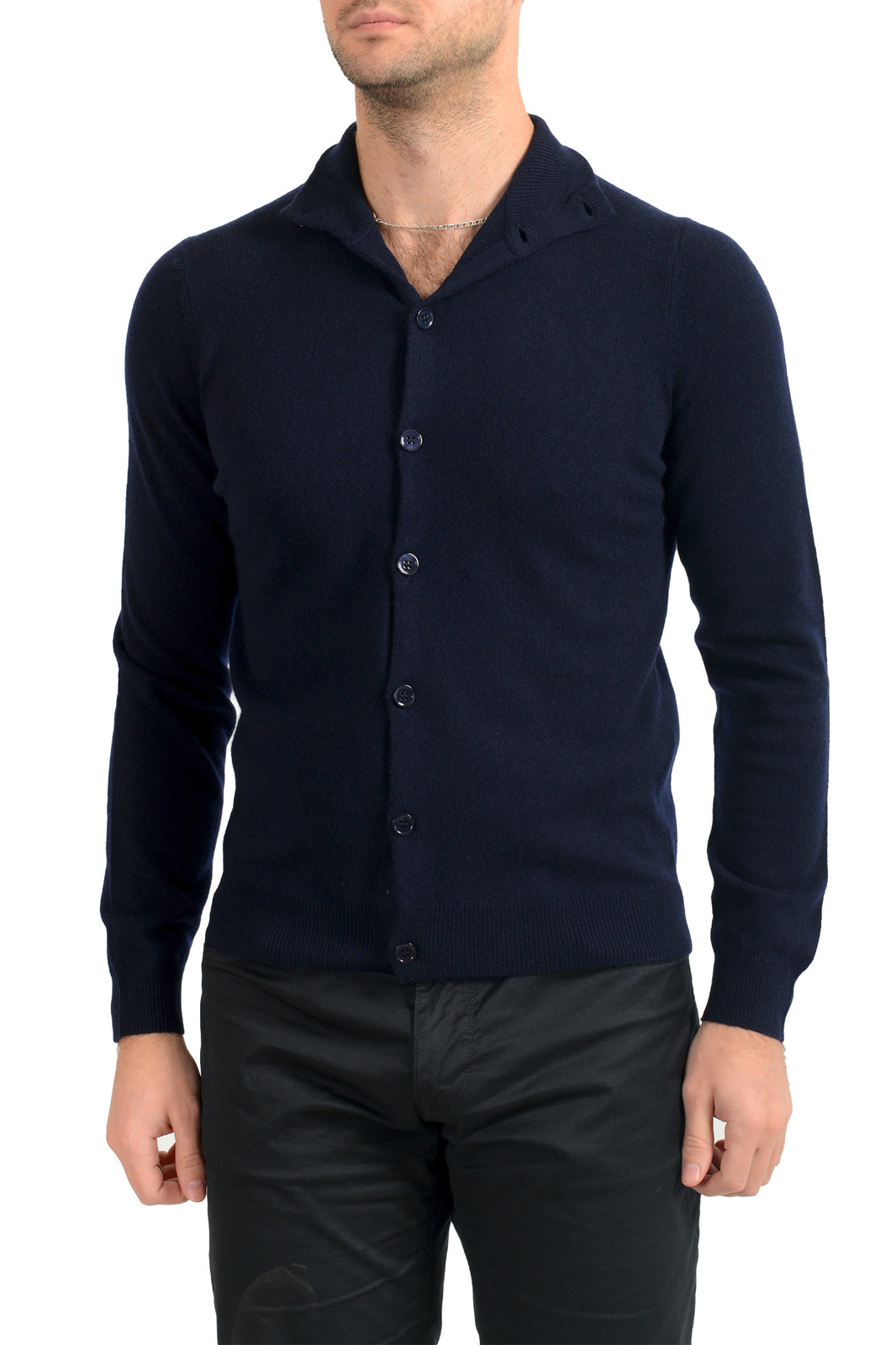 Мужской шерстяной кашемировый кардиган Malo Optimum чернильно-синего цвета 18690₽