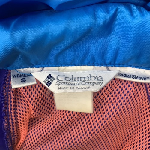 Giacca a vento Columbia Sportswear vintage taglia small bordo neon con cappuccio e zip - Foto 3 di 5