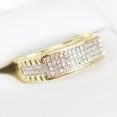 1.00CT LAB CREATE WHITE DIAMOND WEDDING BAND MEN'S RING 14K YELLOW GOLD PLATED