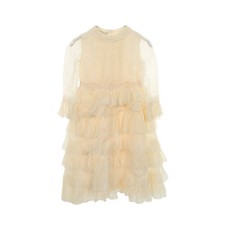 【Dress】GUCCI Lace Pleated Kids Dress Nylon Rayon Off-White From Japan USED