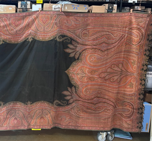 ANTIQUE Kashmiri Tapestry Paisley Shawl Tablecloth 130x61 Piano Shawl 4886