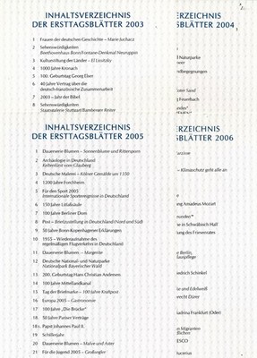 ETB Inhaltsverzeichnisse BRD Bund 2003, 04, 05, 2006