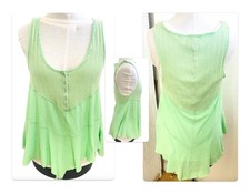 Urban Outfitters Tiered Tank Top Mint Green Henley S Mixed Knit Tunic EUC