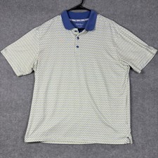 Walter Hagen Performance Polo Shirt Martini Glass Print Large Blue White Green